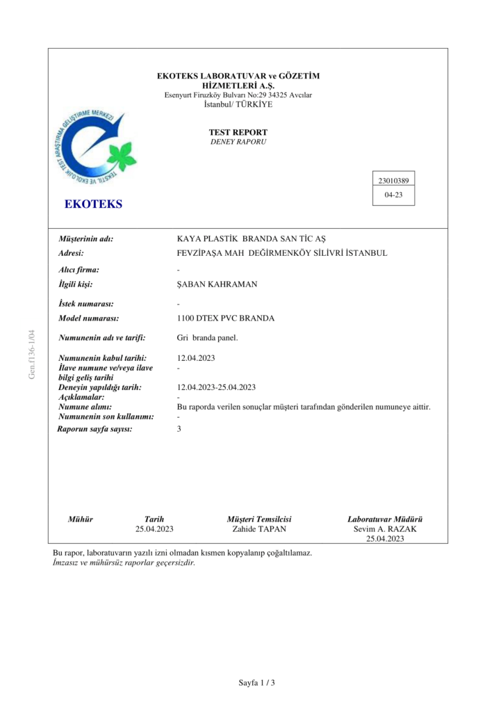 Our Certificates - Kaya Plastik